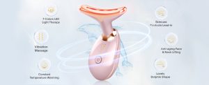 skin, care, face, neck, massager, 7-in-1, tools, routine, home, glossy, pink, visit, fastaid, store